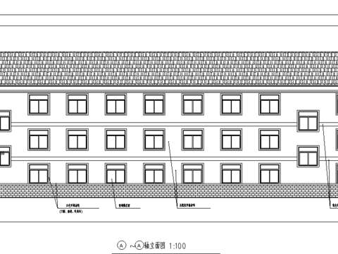  工廠宿舍cad立面圖 