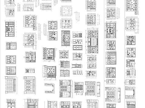  中式博古架酒柜屏风cad图库 