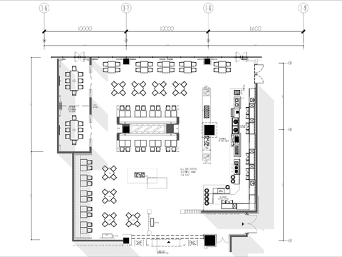  500㎡全日餐厅cad平面图 