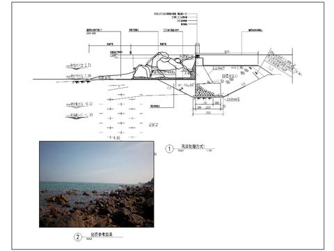  海岸处理及木平台收边节点大样图 