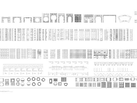  中式雕花隔断cad图库 