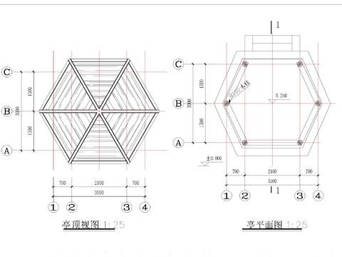 六角亭cad大样图 