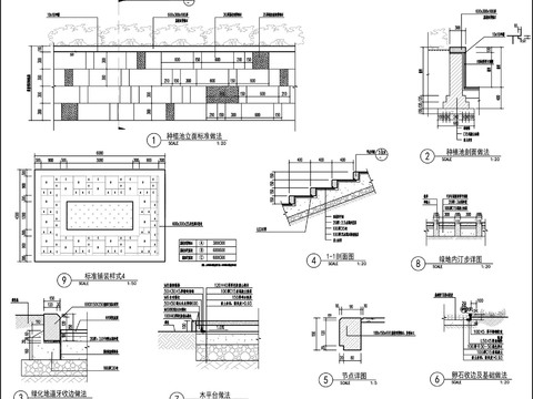  种植池及人行道 道牙做法 cad大样图 