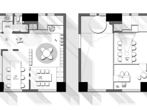 68㎡复式工作室方案平面方案cad平面图 