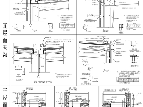  瓦屋面天沟cad大样图 