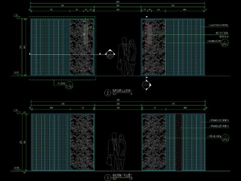  新中式格栅花饰入口CAD施工图 