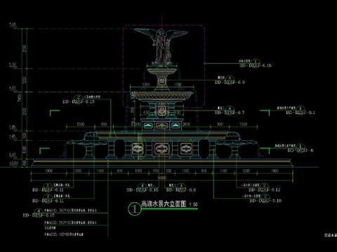  欧式喷泉水景CAD施工图 