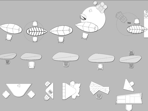  个性书桌书台cad图库 