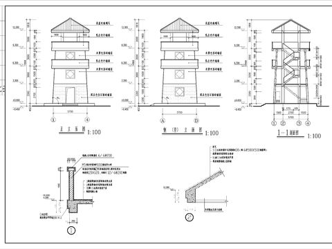  瞭望塔建筑CAD施工图 