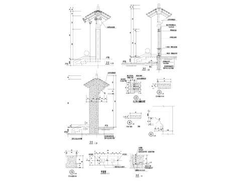  中式门楼节cad立面图 