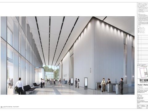  華潤(rùn)置地辦公樓大堂cad施工圖 