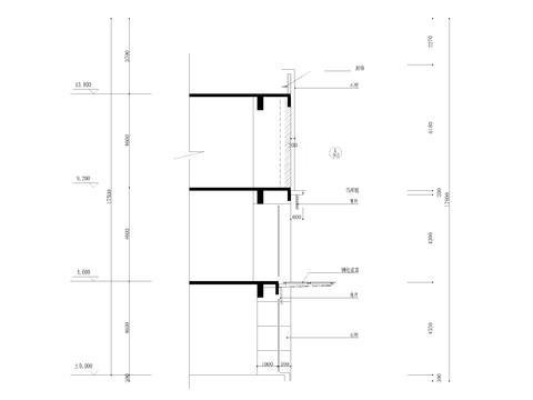  铝方管施工剖面cad大样图 