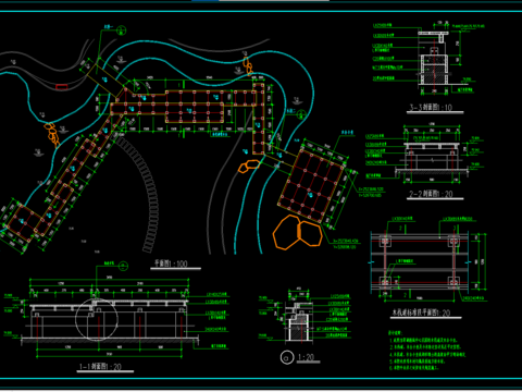  木栈道设计cad施工图 