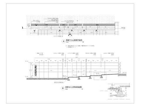 别墅区入口景墙cad大样图 