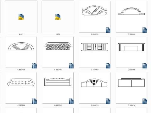  床及柜子cad图库 