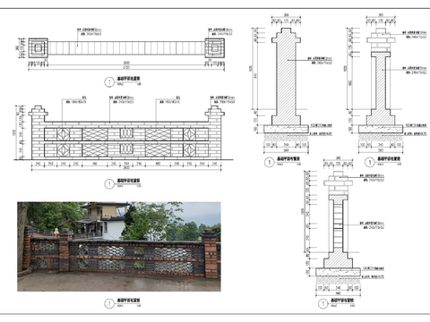  青红砖墙cad详图 