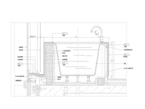  卫生间马桶间木隔断 浴缸安装节点大样图 