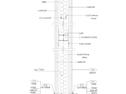 轻钢龙骨双层石膏板隔墙cad节点图 