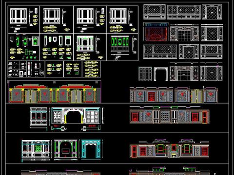  欧式墙板电视背景床背景家居设计CAD模块 