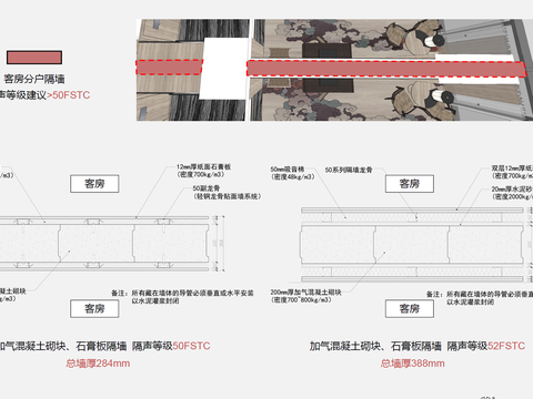  酒店隔墙声学设计cad大样图 