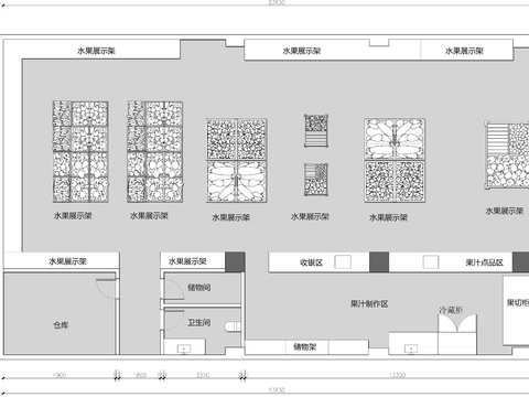  水果店生活超市果蔬专卖店cad平面图 