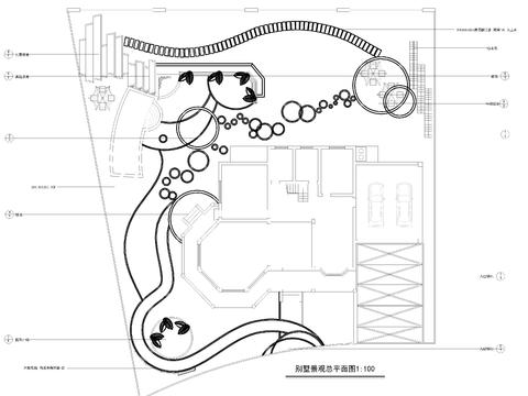  别墅庭院cad平面图 