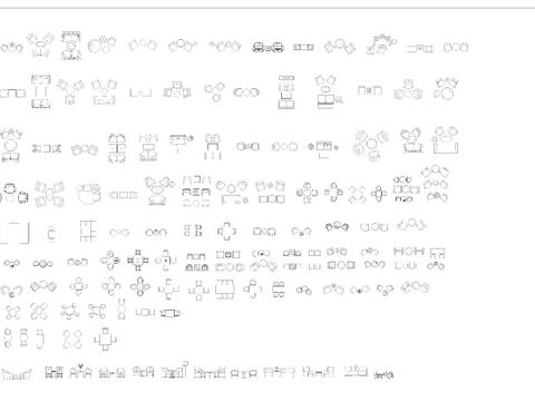  办公桌椅平立面图库 