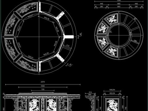  电动圆餐桌餐椅CAD图库 