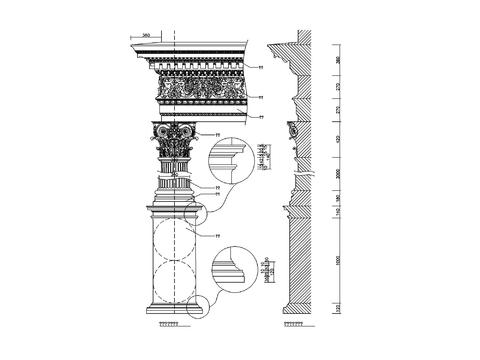  中式柱头cad大样图 