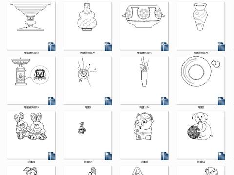  单体装饰品cad图库 