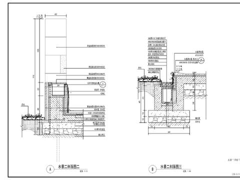  现代涌泉水景cad大样图 