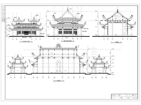  寺廟cad施工圖 