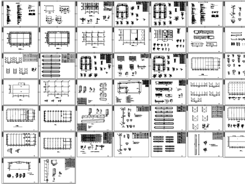  轻钢结构二层车展厅cad施工图 