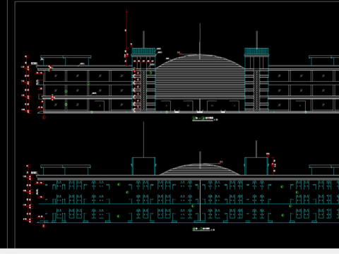  美食城建筑cad施工图 