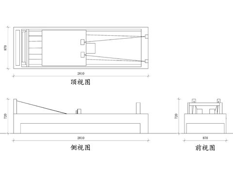  木质普拉提塑身机三视图CAD施工图 