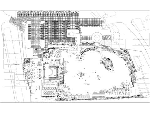  别墅庭院cad平面图 