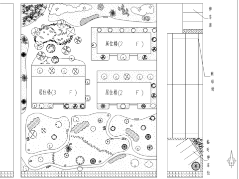  日式小游園cad施工圖 