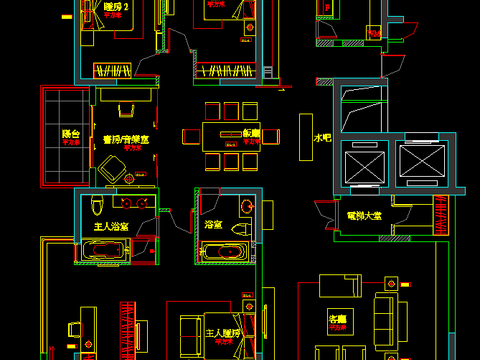  宁波老外滩样板房装修CAD施工图 