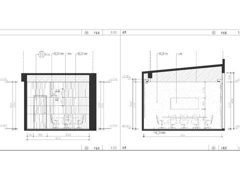  会所会议室办公区立面图 