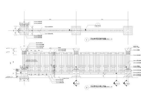  各种围墙施工图全带节点大样 