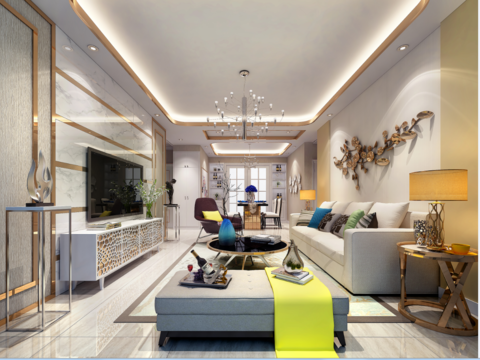  碧桂园现代客餐厅卧室CAD施工图 