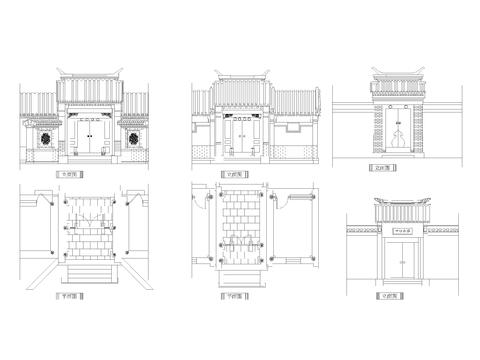  中式大门cad图库 