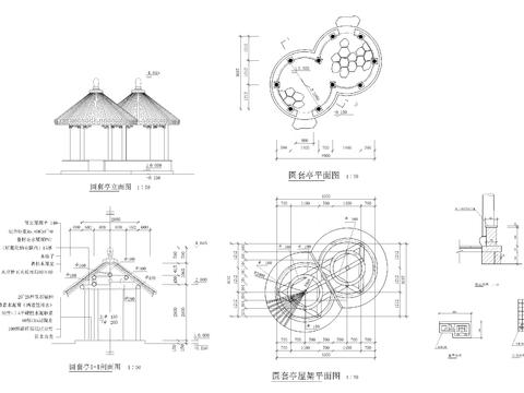  圆亭cad大样图 