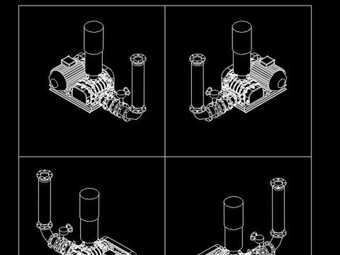  污水处理系统常见设备轴测cad图库 