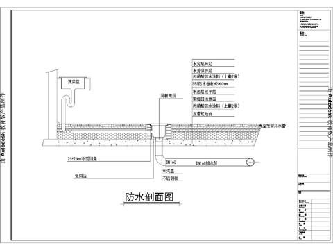  廚房防水及排水剖面節(jié)點大樣 