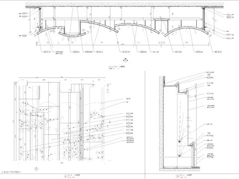  冲孔板造型水景墙cad大样图 