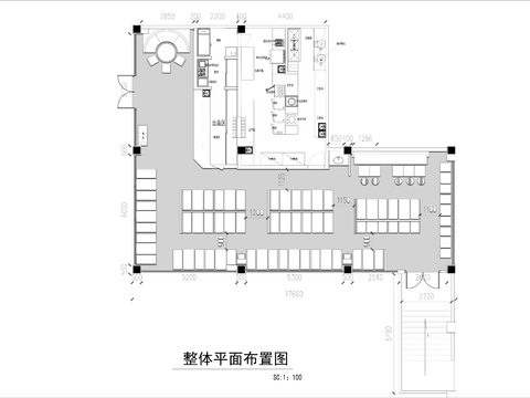  200㎡火锅店cad平面图 