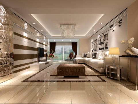  海德城现代简约客厅卧室CAD施工图 