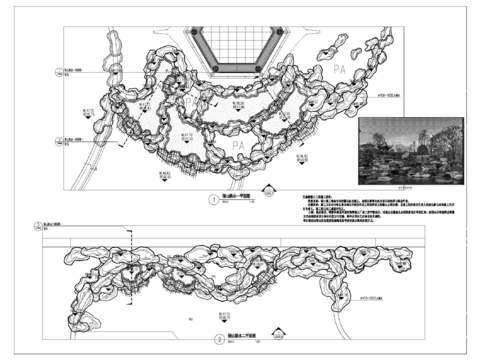  假山跌水节点大样 