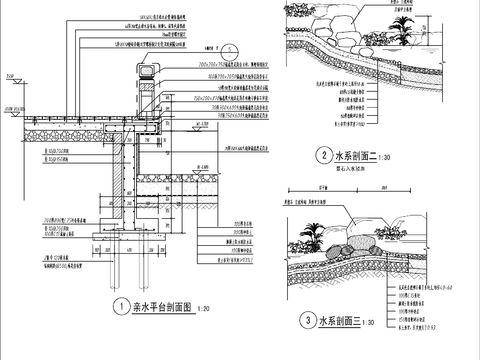  新中式水系驳岸cad施工图 
